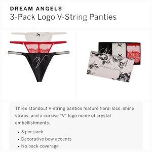Victoria's secret 3 PACK dream Angel's shine strap v-string panty gift set XL